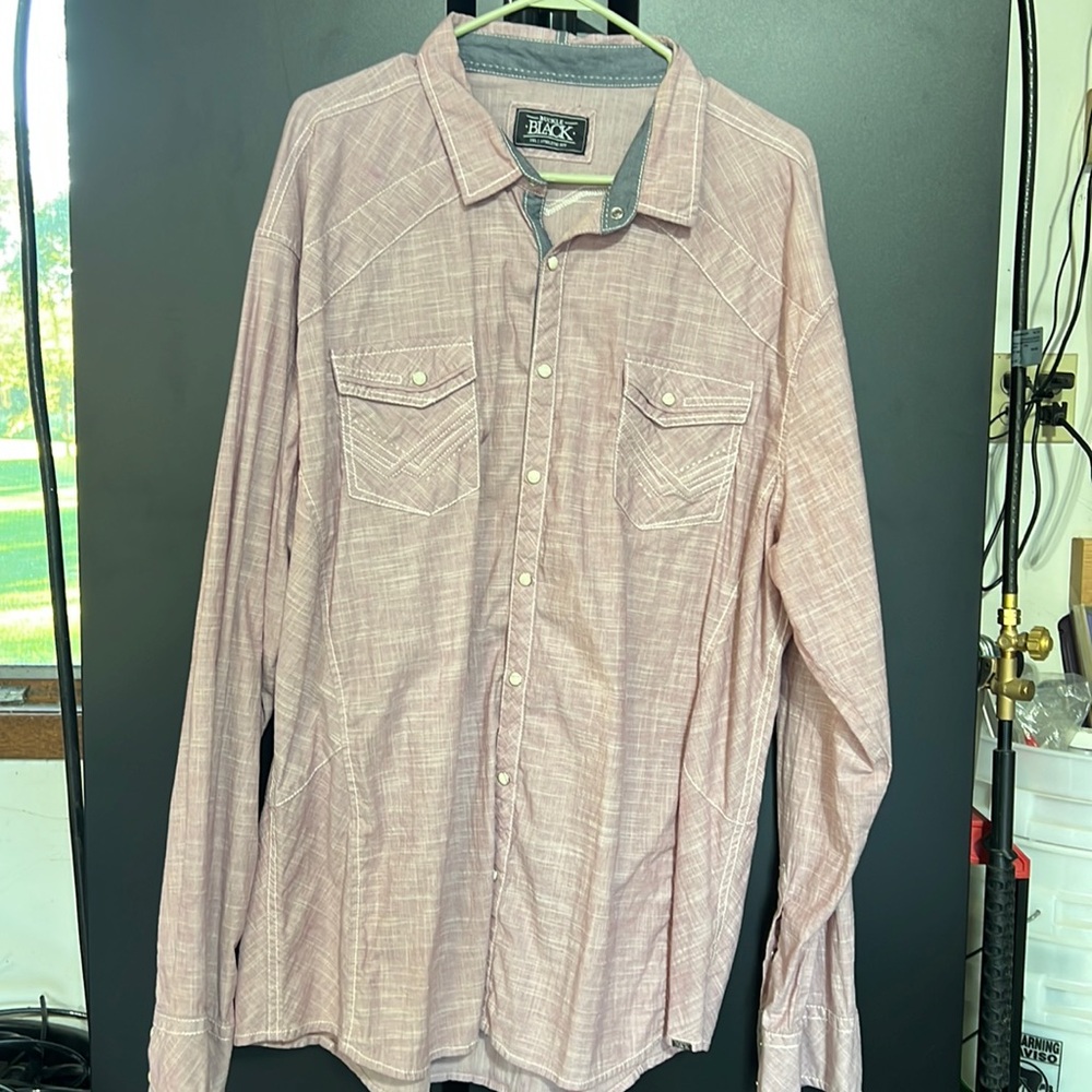 Men’s Buckle Black athletic fit Pearl snap shirt 3XL EUC